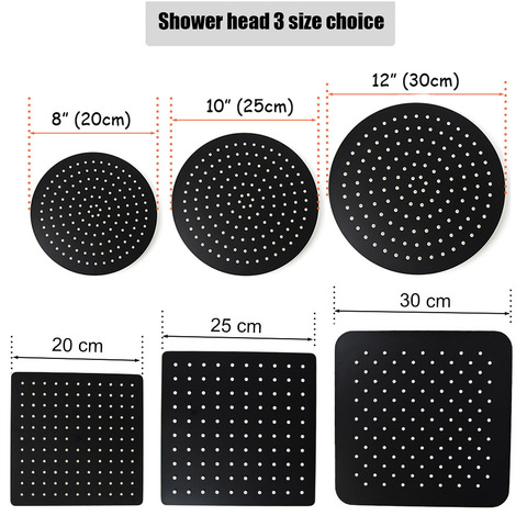 Stainless steel  Black Bathroom Ultrathin 2 mm Rain Shower Head 8/10/12 Inch Wall & Ceiling Square & Round Rainfall Shower head ► Photo 1/6