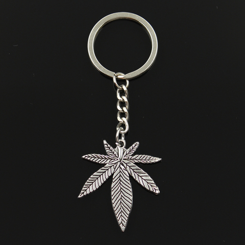 Fashion 30mm Key Ring Metal Key Chain Keychain Jewelry Antique Bronze Silver Color Plated Maple Leaves 39x34mm Pendant ► Photo 1/5