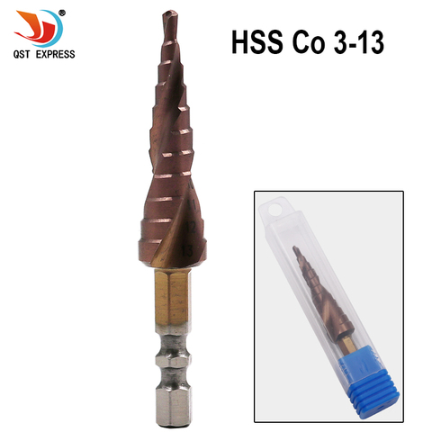 HSS-Co M35 Cobalt Step Drill Bit 3-13mm Step Drill 1/4 Inch Hex Shank Woodworking Bits ► Photo 1/6