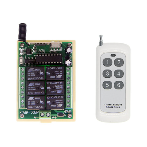500m DC 12V 24V 6CH 6 CH Small Channel Wireless Remote Control Controller Radio Switch Transmitter Receiver 315 / 433 MHz ► Photo 1/4