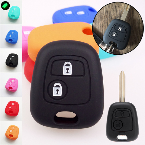 2 BUTTON SILICONE KEY COVER FIT FOR CITROEN C1 C2 C3 C4 XSARA PICASSO PEUGEOT 106 107 206 207 307 FORTOYOTA AYGO REMOTE CASE FOB ► Photo 1/4