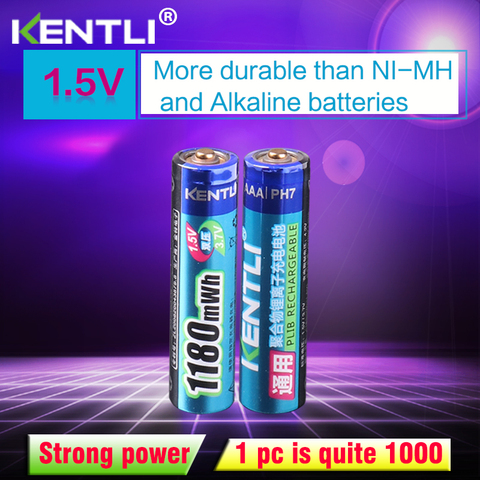 2 pcs/lot Low self discharge KENTLI 1.5V AAA 1180mWh polymer li-ion Rechargeable Batteries battery for thermometer ► Photo 1/6