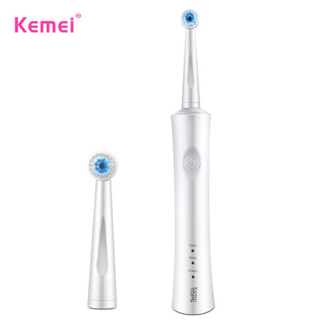 Kemei 2 Minutes Timing Closure Toothbrush Ultrasonic Sonic Rotary Electric Replacement Heads Tooth Brush Clean And White ► Photo 1/6