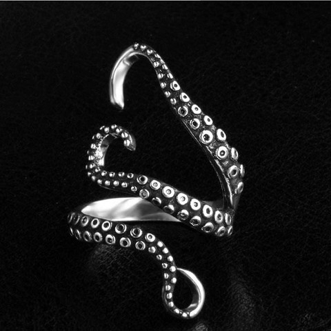 925 sterling silver Cool Rings for women, Gothic Deep Sea Squid Octopus Ring Fashion Jewelry Opened Adjustable Size Top Quality ► Photo 1/6