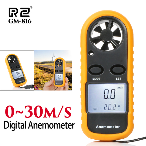 RZ Anemometer Wind Meter Anemometro Lcd Digital Wind Speed Meter Sensor Portable 0-30m/S GM816 Mini Anemometer Wind Speed Meter ► Photo 1/6