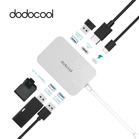 dodocool Aluminum Alloy USB-C Hub with Type-C Power Delivery 4K Video HD Output  3 SuperSpeed USB 3.0 Ports Hub for MacBook Pro ► Photo 1/6
