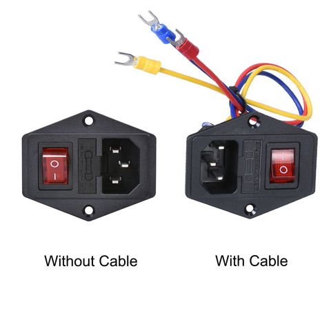 10A 250V Power switch AC 3pin AC power socket with red triple Rocker Switch tripod feet of copper with fuse for 3d printer ► Photo 1/6