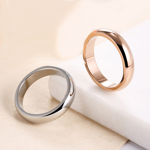 ZMZY Simple Smooth Stainless Steel Rings Engagement Couples Ring Fashion Jewelry Womens Accessories Anillos Gift Femme 4MM ► Photo 1/5