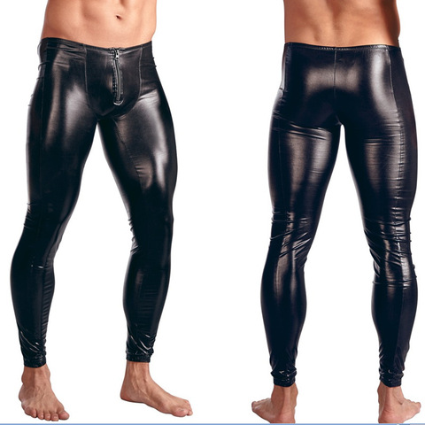 Men Latex Faux Leather PVC Gay ize Sexy LingClub Dance Wear UnderwPlusear Men's Leggings Pants Stage Performance ► Photo 1/5