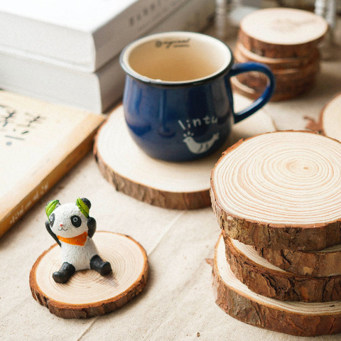 Natural Round Wooden Slice Cup Mat Coaster Tea Coffee Mug Drinks Holder for DIY Tableware Decor Durable Kitchen Decor Home ► Photo 1/6