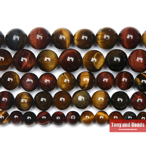 Free Shipping Natural Stone AA Grade Mixed Colour Tiger Eye Agates Round Beads 15