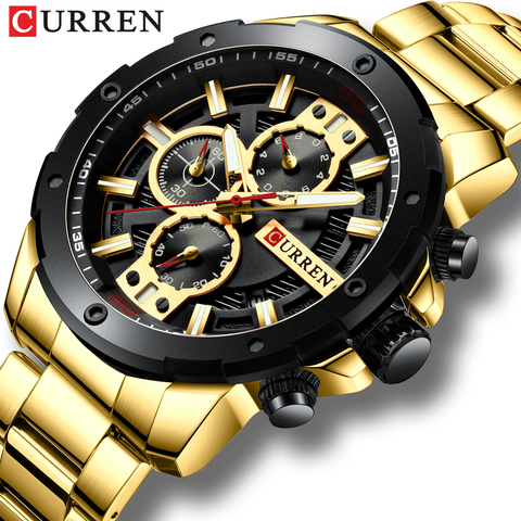 Sporty Watches Men Luxury Brand CURREN Fashion Quartz Watch with Stainless Steel Casual Business Wristwatch Male Clock Relojes ► Photo 1/6