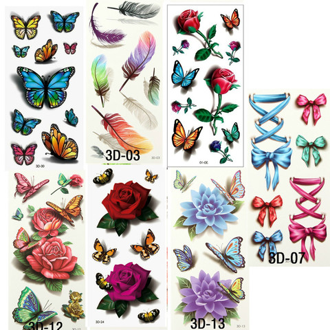 Temporary Tattoos Sticker Water Transfer Tattoos for Body Art Cool 3D Waterproof Temporary Tattoos for Girls Flower Tattoos ► Photo 1/6
