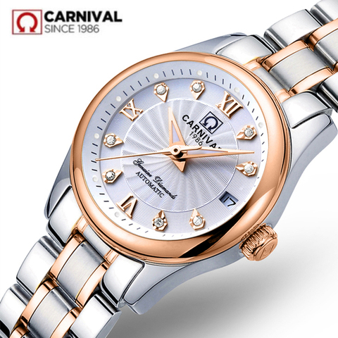 Carnival switzerland sapphire mechanical women watch luxury brand genuine leather waterproof watches women reloj bayan kol saati ► Photo 1/6