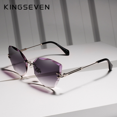 KINGSEVEN DESIGN Fashion Lady Sun glasses 2022 Rimless Women Sunglasses Vintage Alloy Frame Classic Brand Designer Shades Oculo ► Photo 1/5