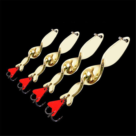 1PCS Gold 10g 14g 21g 28g Quality Rotating Sequin Metal Spoon Fishing Lure Spinner Hard Bait Treble Hooks For Bass Carp Fishing ► Photo 1/6