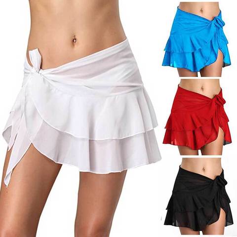 See Through Bikini Cover Up Short Women Beach Skirts Swimwear Pareo Wrap Sarong Skirt Swimsuit Beachwear ► Photo 1/4