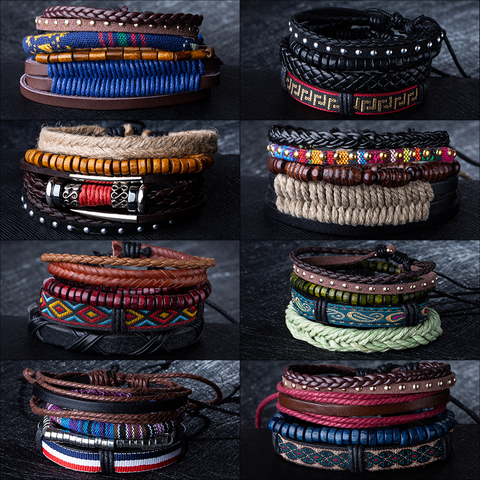 Hot Sale Mens Chain Link Bracelet Fashion Alloy Leather Bracelets&Bangles Ethnic braided Rope Wrap Bracelets for Women Men Gifts ► Photo 1/6