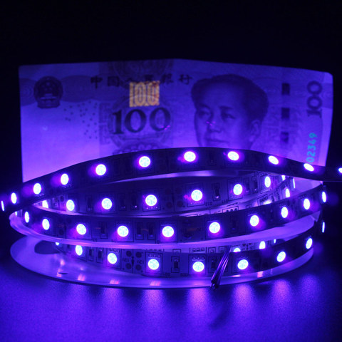 UV LED Strip Light 12V DC SMD 5050 0.5M 1M 2M 3M 4M 5M Waterproof Ribbon Purple Flexible Ultraviolet Tape for DJ Fluorescence ► Photo 1/6