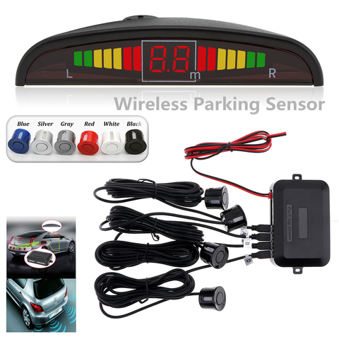 Wireless Car Parktronic LED Parking Sensor 4 Sensors Auto Reverse