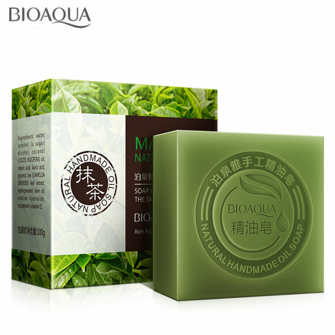 Organic Matcha Green Tea Handmade Soap Skin Whitening Moisturizing Face Cleansing Soap Remove Acne Cleansing Bath Bar Soap 100g ► Photo 1/6