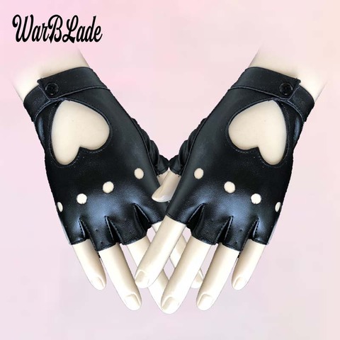 WarBLade Women Leather Gloves Fashion Fingerless Star Hollow Gloves Party Show Breathable Half Finger Mittens Women gants moto ► Photo 1/4