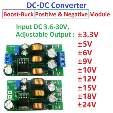 20W +- 5V 6V 9V 10V 12V 15V 24V Positive & Negative Dual Output Power Supply DC DC Step-up Boost-Buck Converter module ► Photo 1/6