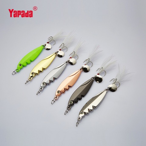 YAPADA Jigging 516 Gear 10g/15g/20g/25g Treble Hook+Feather+Sequin 55mm/65mm/70mm/75mm Multicolor Metal Spoon Fishing Lures ► Photo 1/6