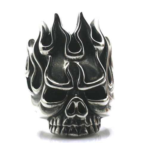 Cool Biker Rock Flame Hot Skull 316L Stainless Steel Ring Free Shipping ► Photo 1/6