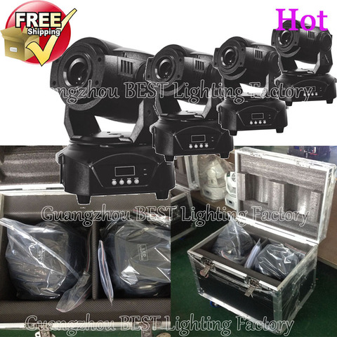 4pcs/lot including 2 dual flight cases, 4pcs led spot 90w moving head light with rotating gobo disk advanced 14/16 channels ► Photo 1/6