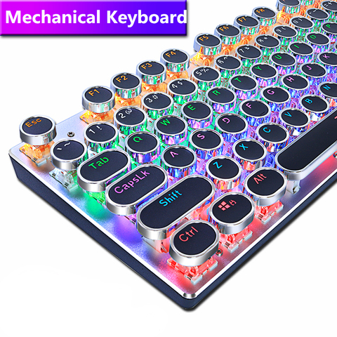 METOO-ZERO Round Keycap Gaming Mechanical Keyboard Blue Black Red Switch Anti-Ghosting USB Wired LED Backlight Keyboard for PC ► Photo 1/6