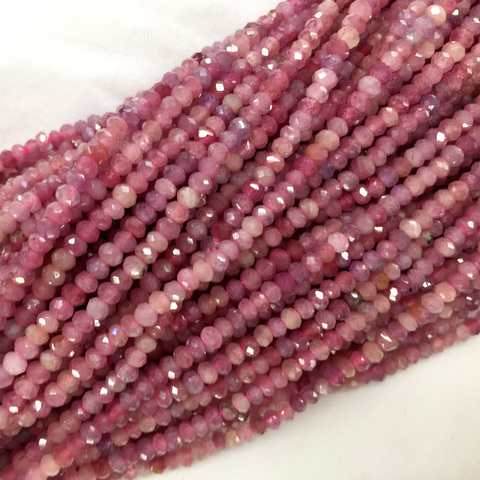 Natural Genuine Purple Red Tanzania Ruby Hand Cut Loose Faceted Rondelle Small Beads 15