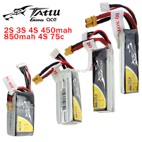 TATTU LiPo Battery 2S 3S 4S 450mAh 850mAh 45C 75C XT30 Plug Violence Lithium Li-Polymer Quadcopter Battery for FPV Racing Drone ► Photo 1/6