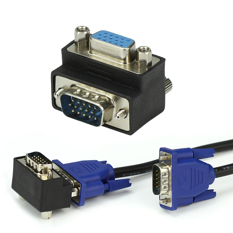 VGA 15 Pin Male To Female M/F 90 degree Right Angled Adapter Cord Monitor Connector ► Photo 1/6