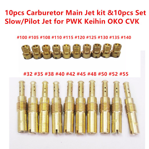 10pcs Set Slow/Pilot Jet & 10pcs Main Jet For PWK Keihin OKO CVK Carburetor Vice injectors (Total 20 set) ► Photo 1/6