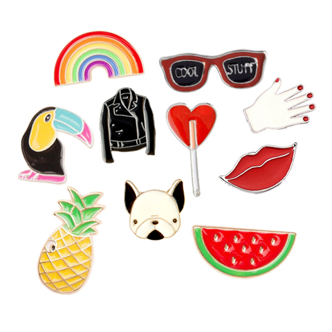 Creative Cartoon Glasses Rainbow Pineapple Watermelon Dog Brooch Women Cute Coat Lapel Badge Broochs Men's Metal Pin Button Gift ► Photo 1/6
