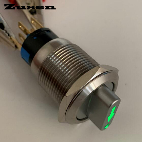 Zusen 19mm metal selector switch 3 position lock with arrow symbol led light 2NO2NC ► Photo 1/4