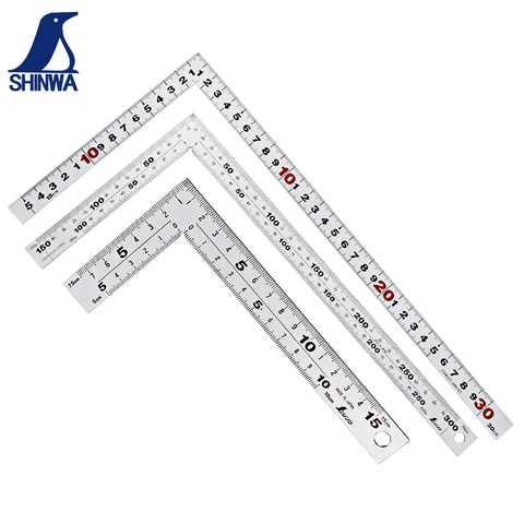 SHINWA Penguin Square Ruler 90 degree Stainless Steel Turn ruler Thickened High Precision Multi-function Ruler ► Photo 1/6