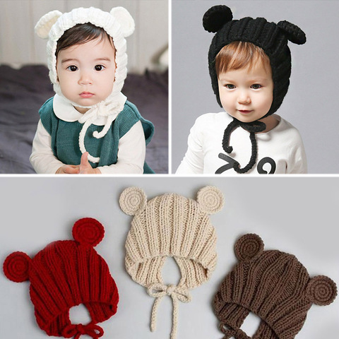 Cute Baby Winter Hat For Kids Newborn Baby Girl Boy Bonnet Hat Knitted Children Infant Toddler Girls Boys Hat Bonnet Enfant Muts ► Photo 1/6