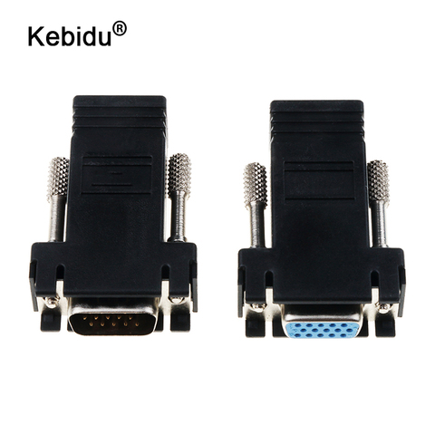 kebidu 1pair Male to LAN CAT5 CAT6 RJ45 Network Ethernet Cable Female Adapter RJ45 to VGA Extender Computer Extra Switch Adapter ► Photo 1/6