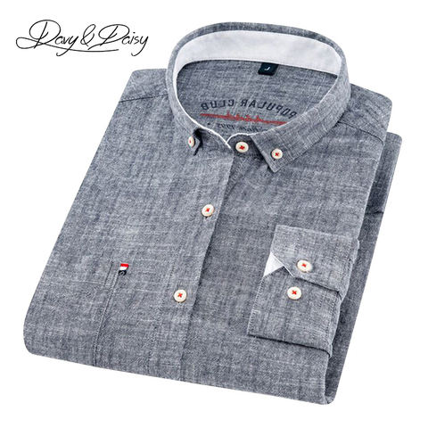 2022 High Quality Men Shirt Long Sleeve Cotton And Linen Turn-Down Collar Dress Solid Casual Shirt Men Camisas Brand DS-240 ► Photo 1/6