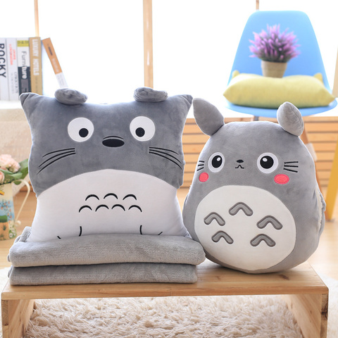 Totoro Plush Pillow Multifunction 3 in 1 Throw Pillow Totoro Hand Warm Pillow Cushion Baby Kids Blanket Stuffed Anime Figure Toy ► Photo 1/6