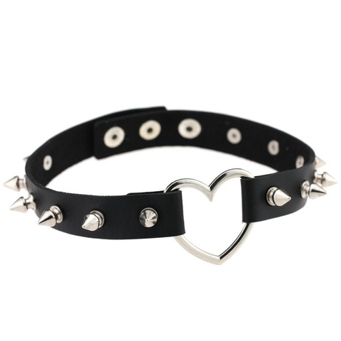 Emo Spike Choker Cool Punk Black Faux Leather Collar For Girls Chocker Goth  Necklace Gothic Accessories