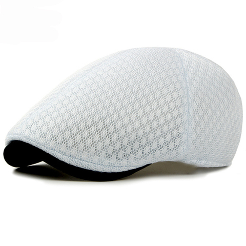 HT1377 Korea Style Summer Sun Cap Hats Plain Solid Black White Grey Ivy Cabbie Flat Caps Breathable Mesh Men Women Beret Caps ► Photo 1/6
