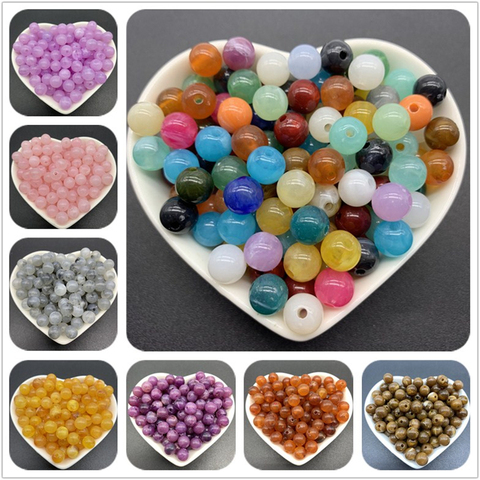 6mm 8mm 10mm Acrylic Spacer Beads Round Loose Cat's Eye Beads For Jewelry Making DIY Bracelet Necklace Accessories ► Photo 1/6