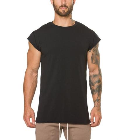 adviicd Men Tops Short Sleeve Gym Tank Tops For Men Mens Cropped Tank Top  Short Sleeve Print Cotton Crop T Shirt Hot Shirts Black L