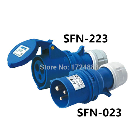 32A 3 pole connector Industrial male&female plugs SFN-023/SFN-223 waterproof IP44 220-240V~2P+E ► Photo 1/3