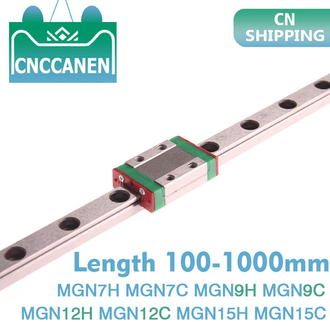 MGN7 MGN9 MGN12 MGN15 100 - 1000mm Miniature Linear Rail Slide 1pc MGN Linear Guide +1pc MGN9H or MGN9C Carriage 3D Printer CNC ► Photo 1/6