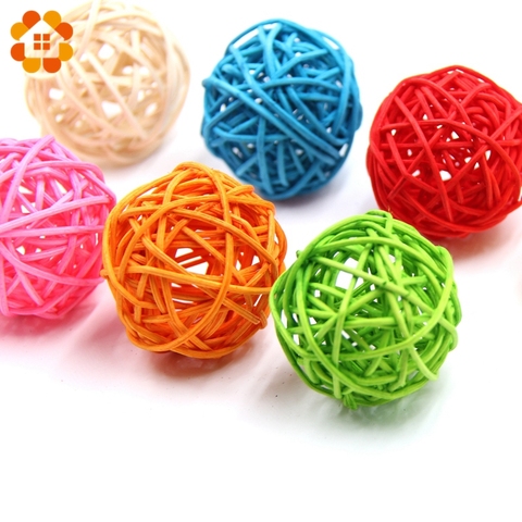 10PCS 3/4/5CM Round Shape Mutil Colors Rattan Ball Sepak Takraw For Christmas Birthday Party & Home Wedding Party Decoration ► Photo 1/6