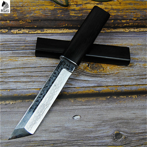 VG10 Damascus steel Japanese mirror knife, 58-60hrc vacuum heat treatment sharp camping hunting knife series (samurai style) ► Photo 1/5